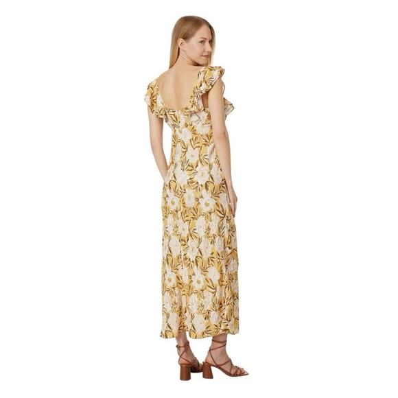 NWT Madewell Angelina Floral Sleeveless Yellow Tan Maxi Slip Dress Size 12 - Picture 1 of 11